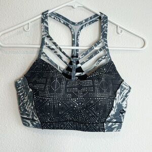 Prana geometric gray strappy athletic yoga sports bra size small